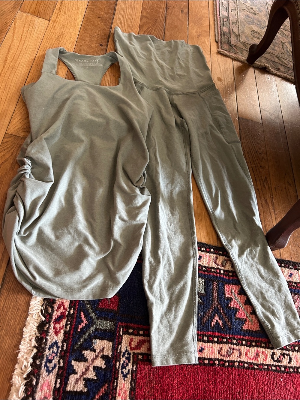 Women's High-Waist Maternity Legging and Tank Set - Sage Green